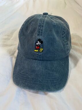 NWT Disney Parks Denim-Style Blue Baseball Cap with Embroidered Mouse